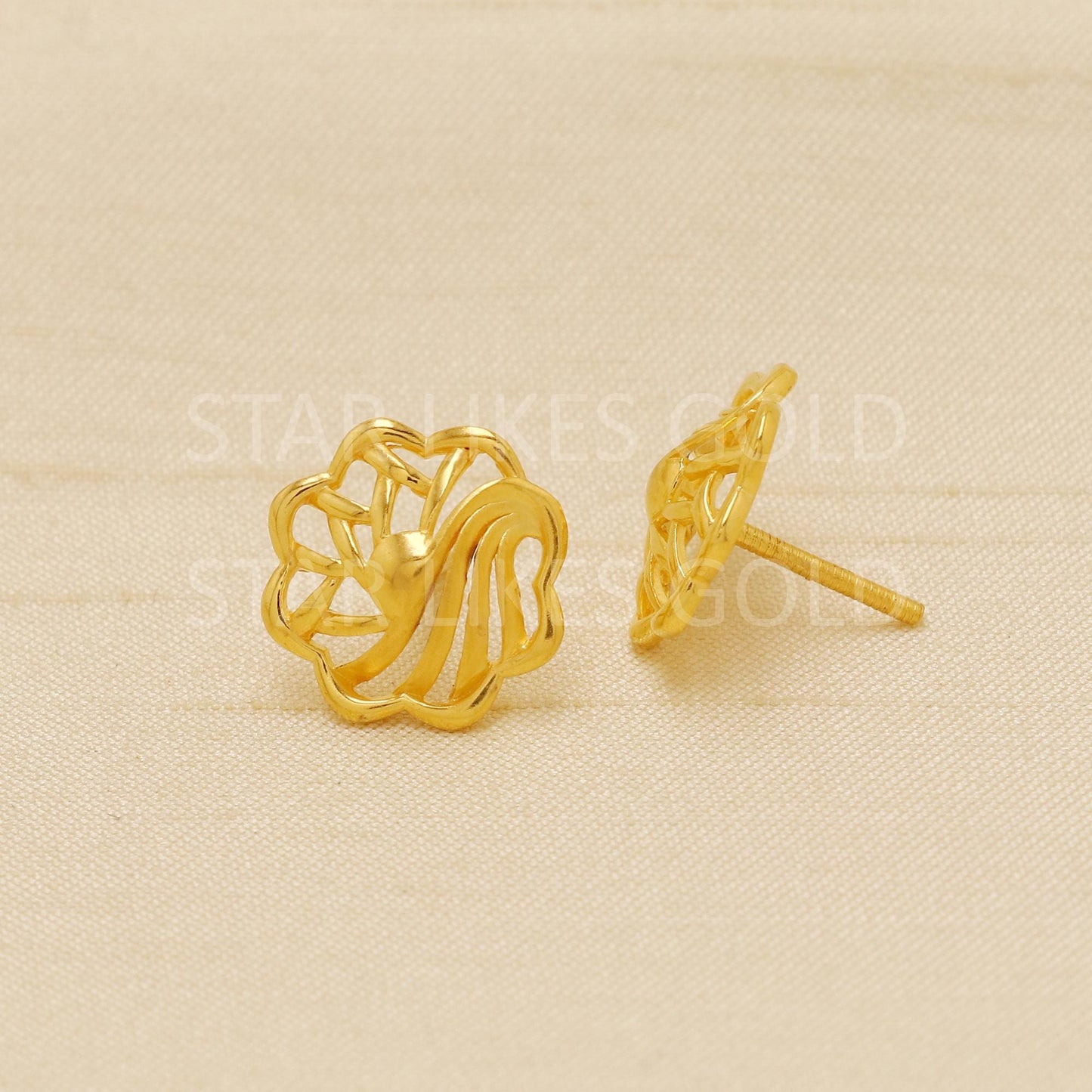 Fancy 22k Gold Handmade EARRINGS Jewelry