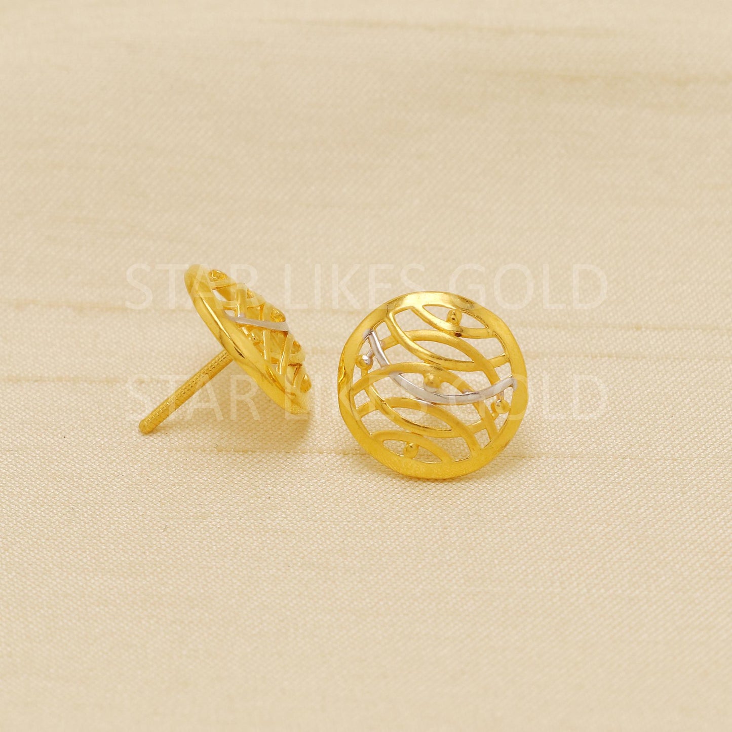 Two Tone 22k Gold Handmade Earrings Jewelry