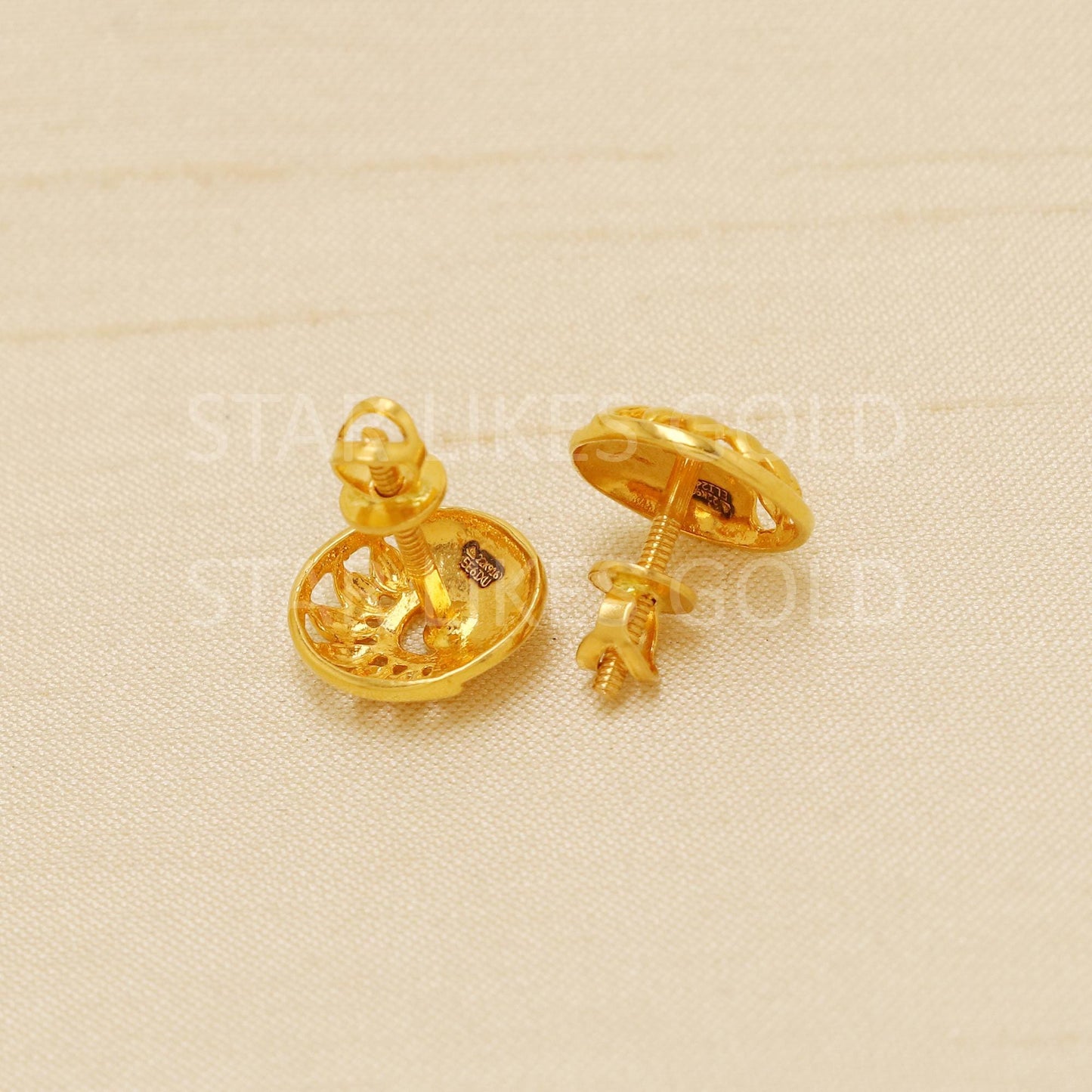 Stunning 22k Gold Stud Women Earrings Jewelry