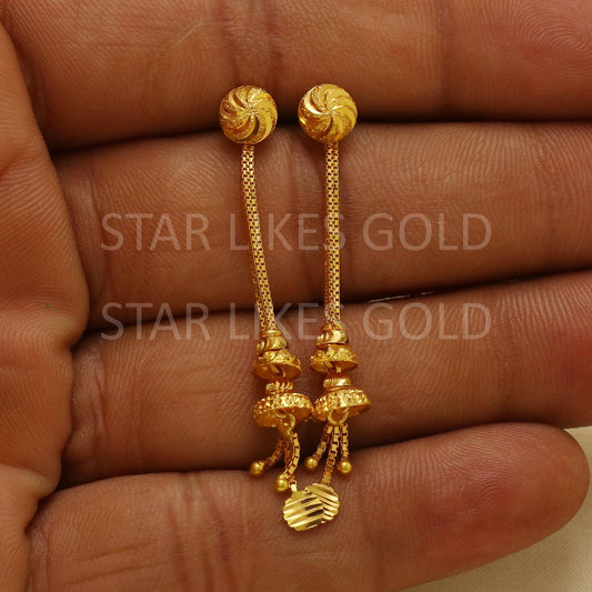 Modern Hallmark 22k Gold Tiered Jhumki Style Earrings for Bridal Wear, B1877