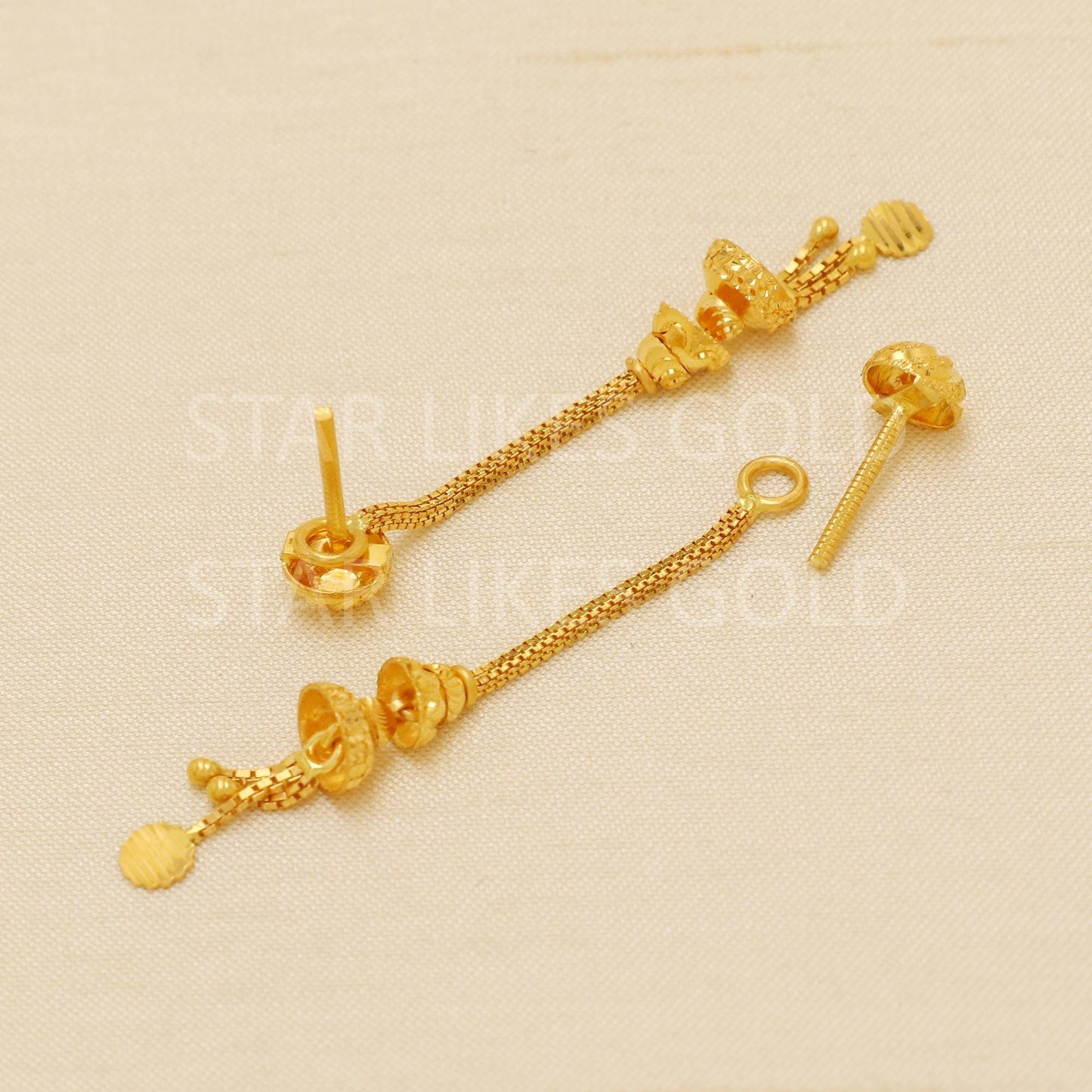 Modern Hallmark 22k Gold Tiered Jhumki Style Earrings for Bridal Wear, B1877
