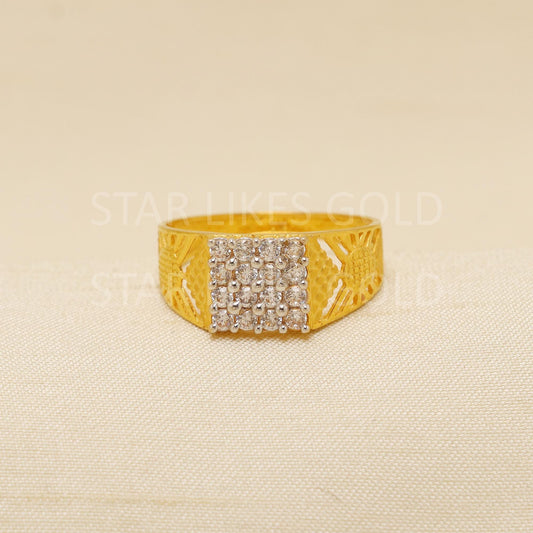 Handcrafted 22k Pure Gold handmade Rings - American Diamond Artisan Jewelry, 22k Jewelry, Designer Gold Ring, Hallmarked, B1935