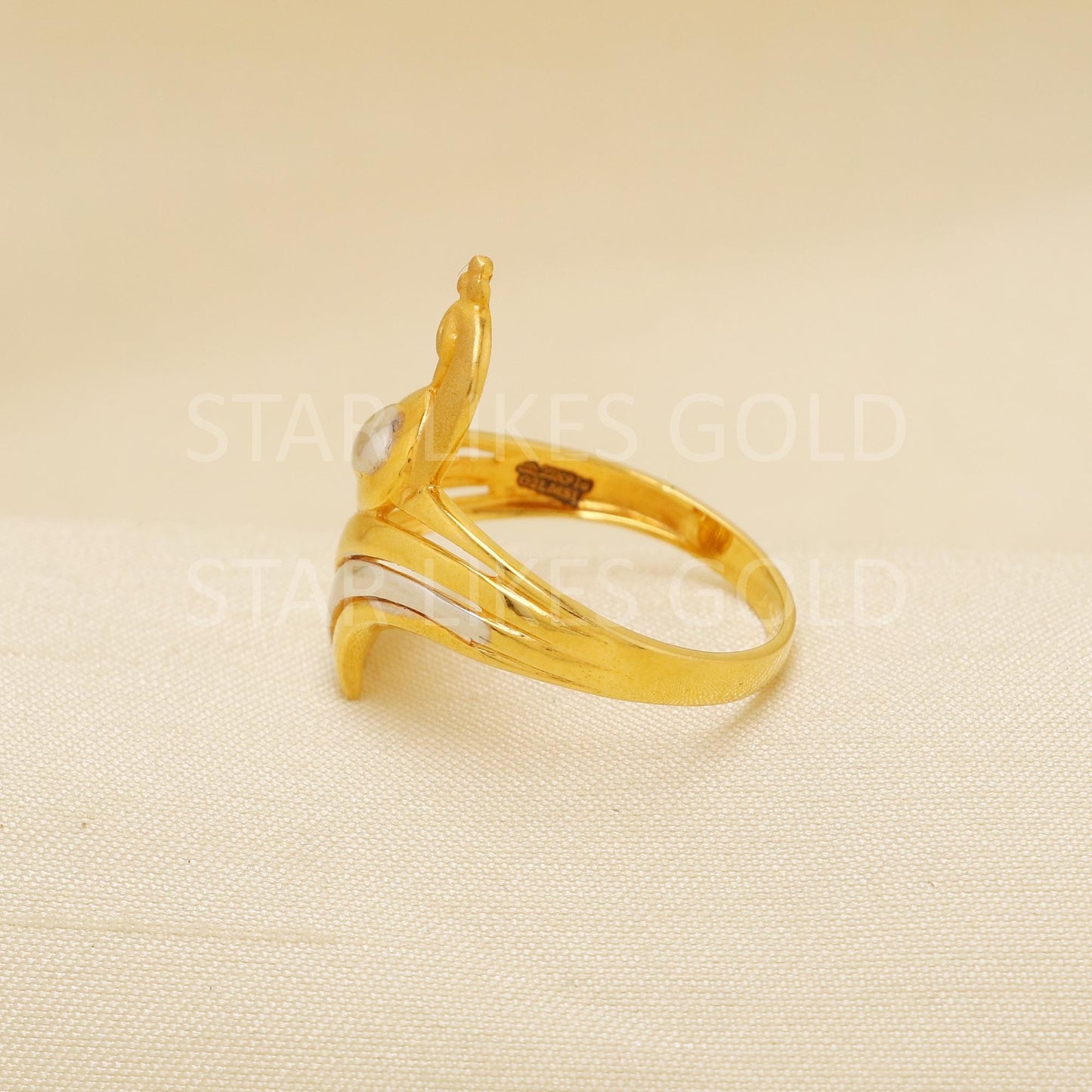 Handcrafted 22k Pure Gold handmade Rings - Two Tone Artisan Jewelry, 22k Jewelry, Peacock Gold Ring, Hallmarked, PR1882