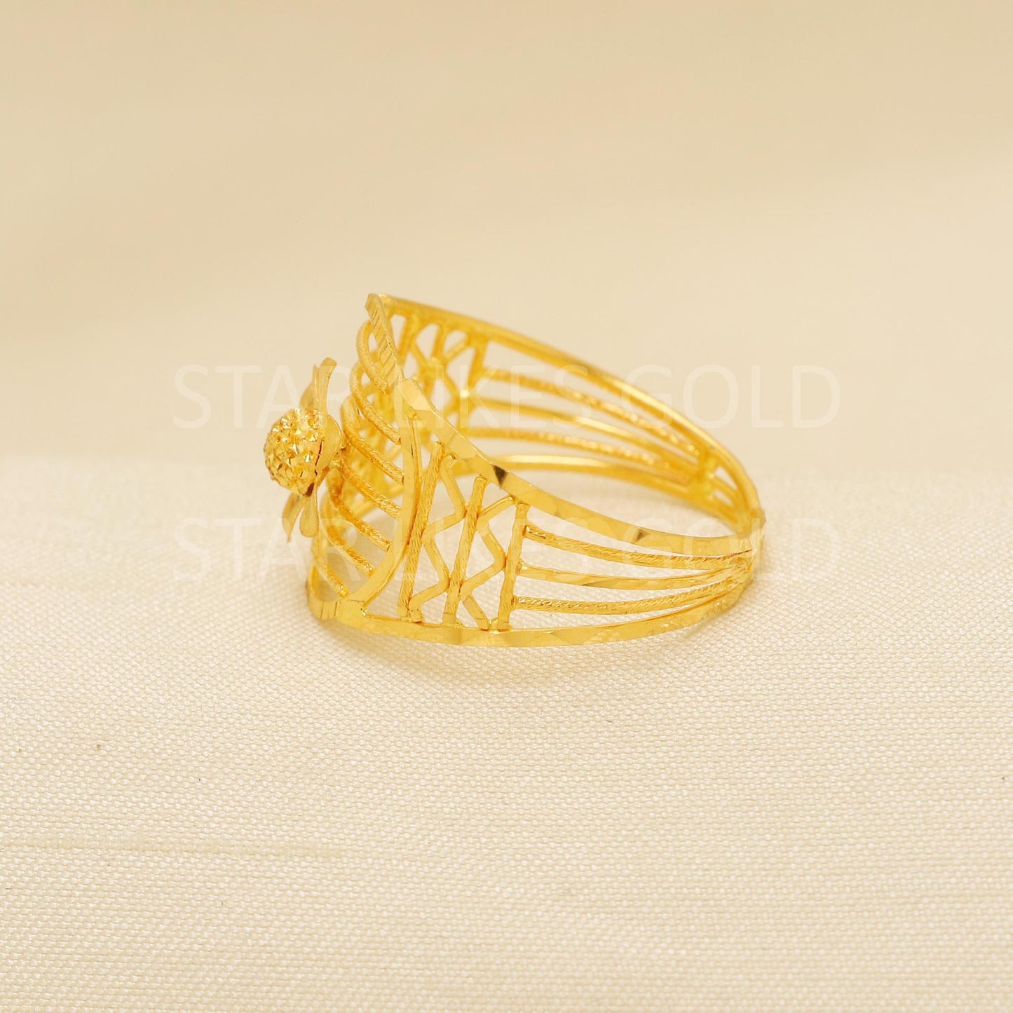Handcrafted 22k Pure Gold handmade Rings - Artisan Jewelry, Flower 22k Jewelry, Designer Gold Ring, Hallmarked, PR1883