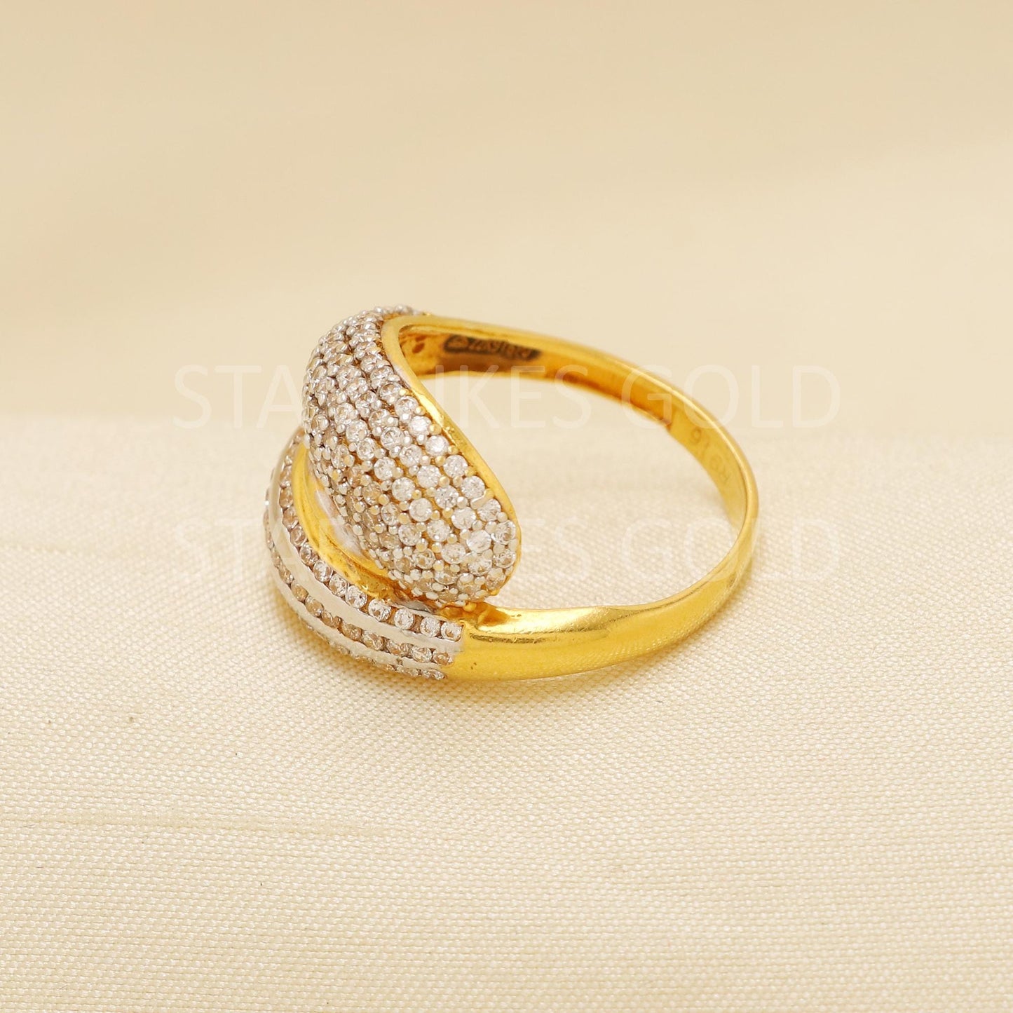 Handcrafted 22k Pure Gold handmade Rings - American Diamond Artisan Jewelry, 22k Jewelry, Solid Gold Ring, Hallmarked, PR1886