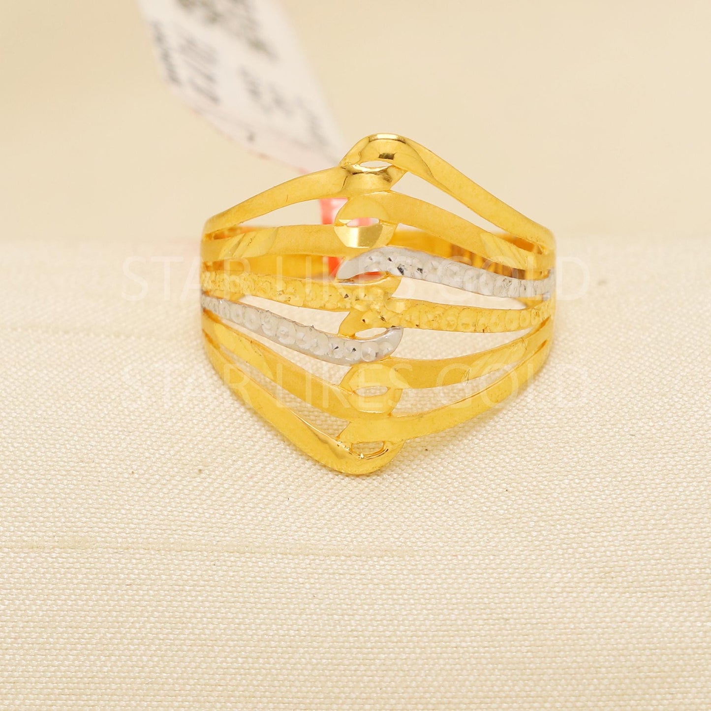 Two Tone - Handcrafted 22k Pure Gold handmade Rings - Artisan Jewelry, 22k Jewelry, Designer Gold Ring, Hallmarked, PR1890