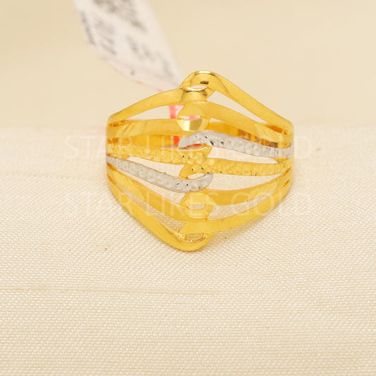 Two Tone - Handcrafted 22k Pure Gold handmade Rings - Artisan Jewelry, 22k Jewelry, Designer Gold Ring, Hallmarked, PR1890