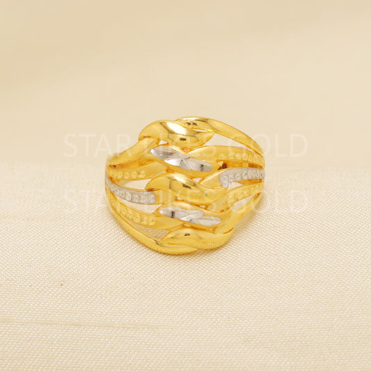 Handcrafted Two Tone 22k Pure Gold handmade Rings - Artisan Jewelry, 22k Jewelry, Designer Gold Ring, Hallmarked, PR1893