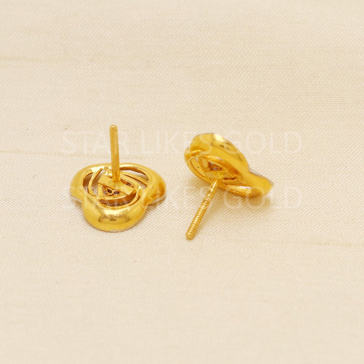 22k Gold Studs, Spiral Fine Earrings, Solid Gold Jewelry, Dainty Studs, Anniversary Gift, Gift for Her