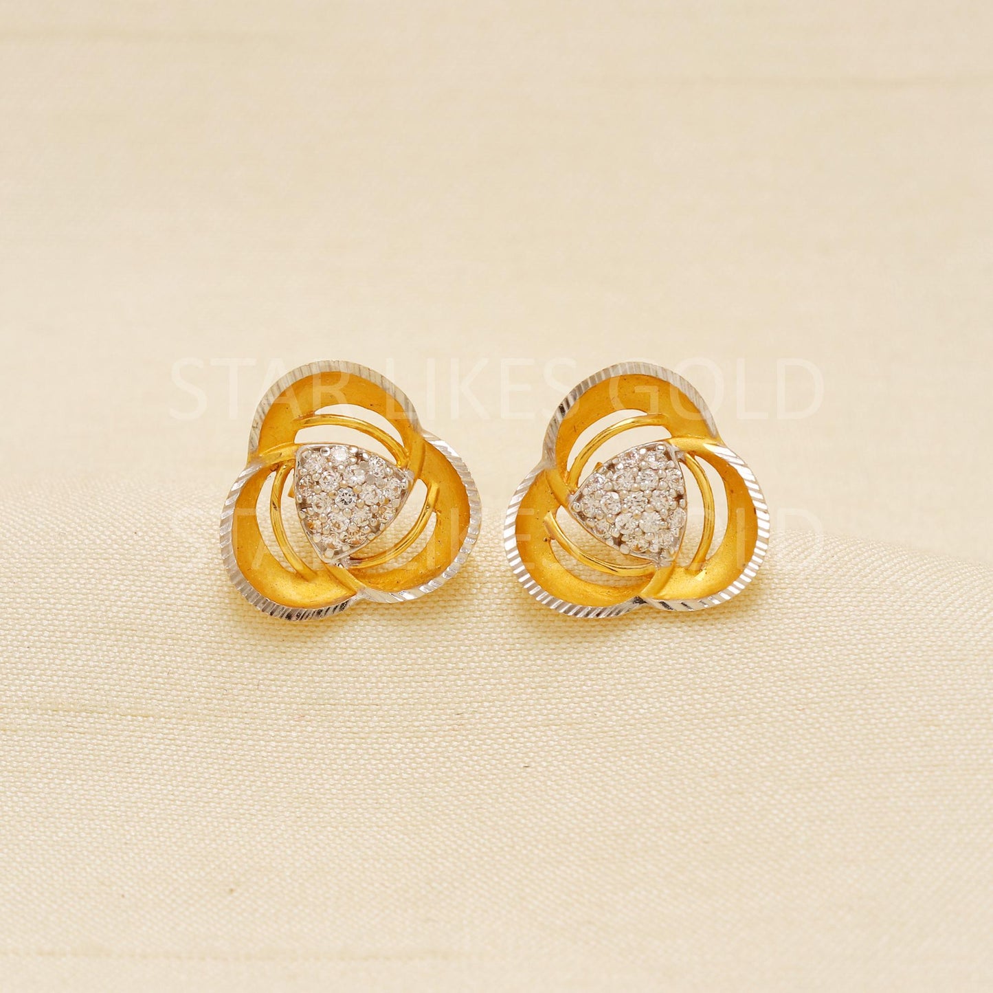 22k Gold Studs, Spiral Fine Earrings, Solid Gold Jewelry, Dainty Studs, Anniversary Gift, Gift for Her