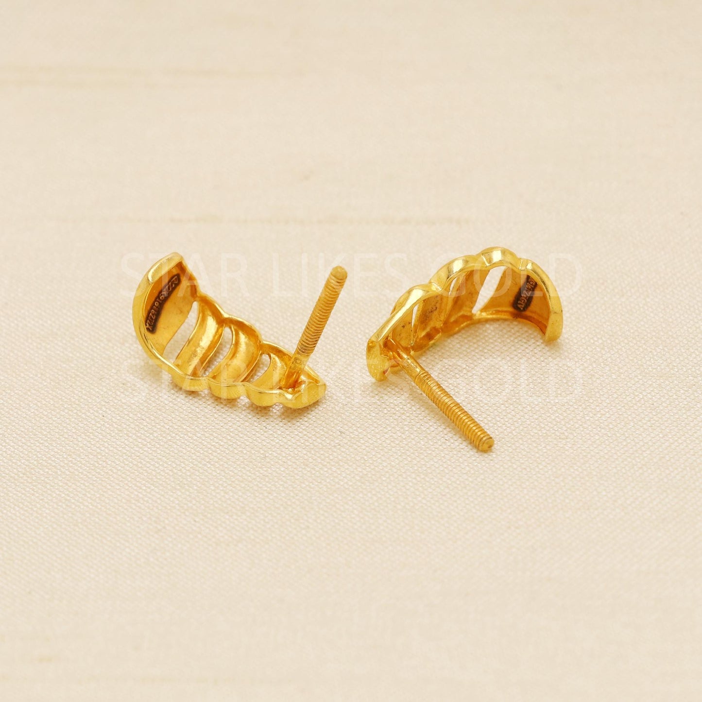 Beautiful 22k Gold Studs, Women Fine Gold Earrings, Solid Gold Jewelry, Spiral Studs, Anniversary Gift, Gift for Her