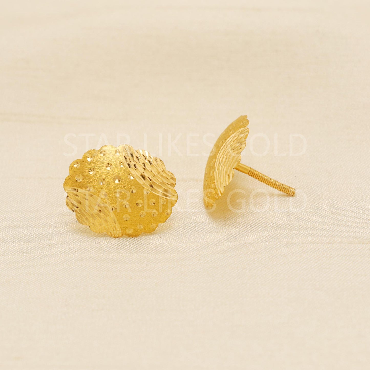 Beautiful 22k Gold Studs, Women Fine Gold Earrings, Solid Gold Jewelry, Stunning Studs, Anniversary Gift, Gift for Her