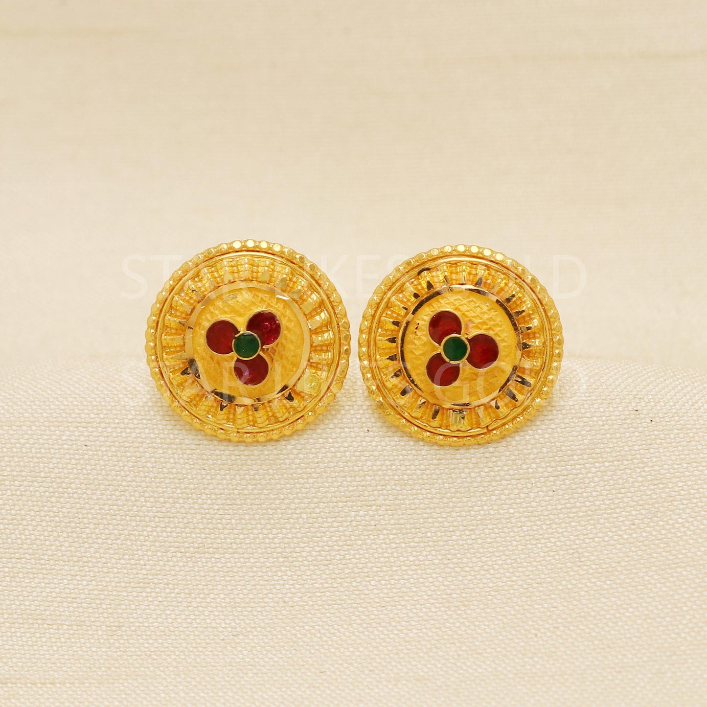 Indian style Gold Earrings, 22 karat Jewelry, Genuine gold Solid 22k gold 916 gold stud earrings 22ct pure gold