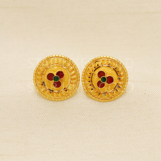 Indian style Gold Earrings, 22 karat Jewelry, Genuine gold Solid 22k gold 916 gold stud earrings 22ct pure gold