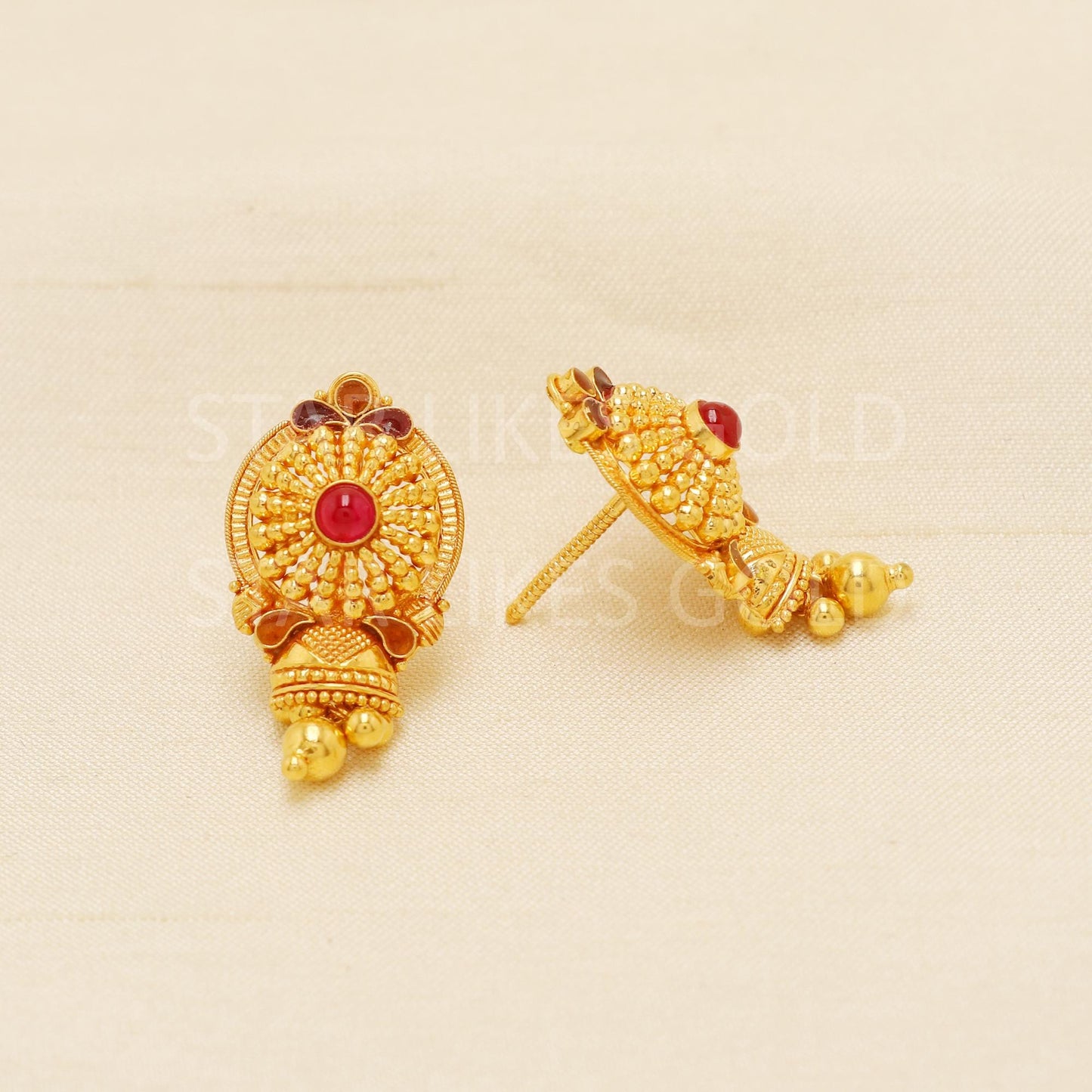 Indian Style 22k Gold Earrings Jewelry