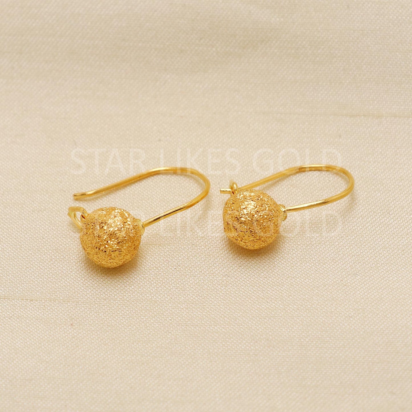 Solid 22k Gold Earrings, Ball Gold Earrings, Anniversary Gift,