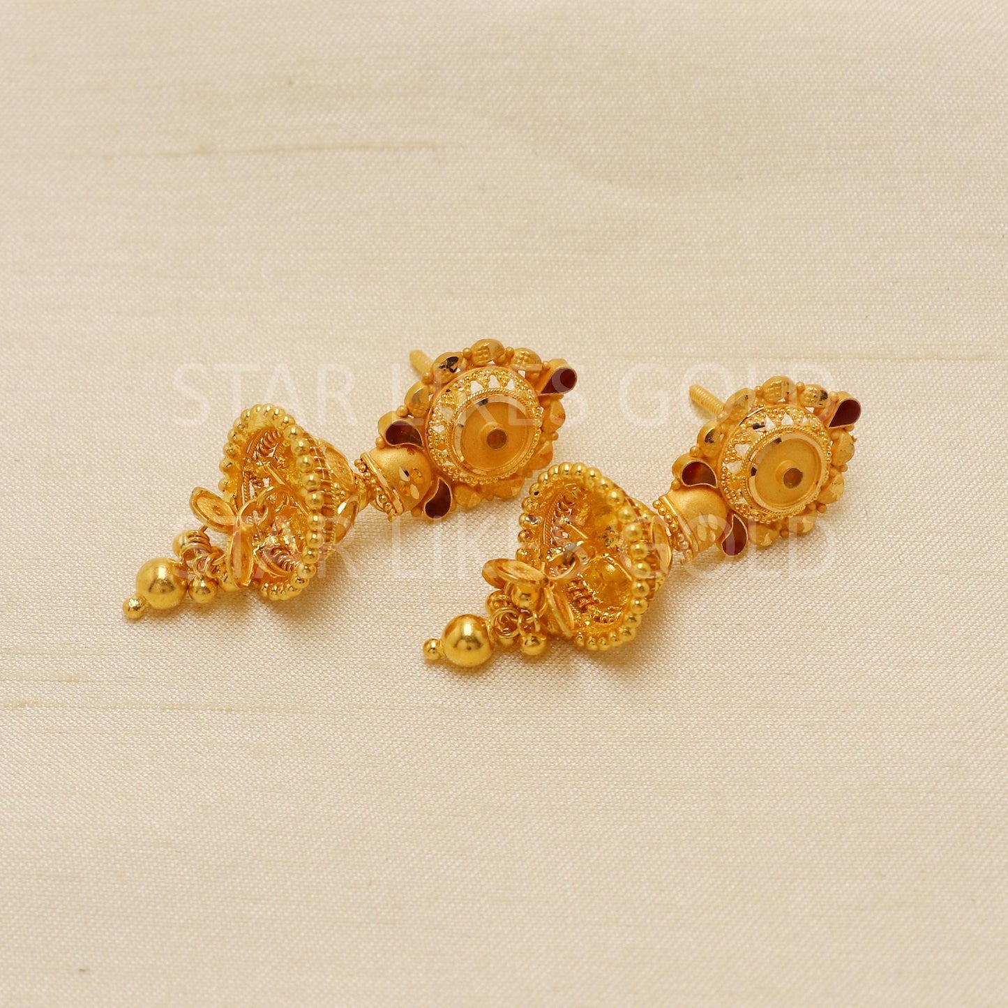 Stunning 22k 22kt gold Jhumka Earrings Handmade Jewelry, Chandelier Drop Dangle  PR1840