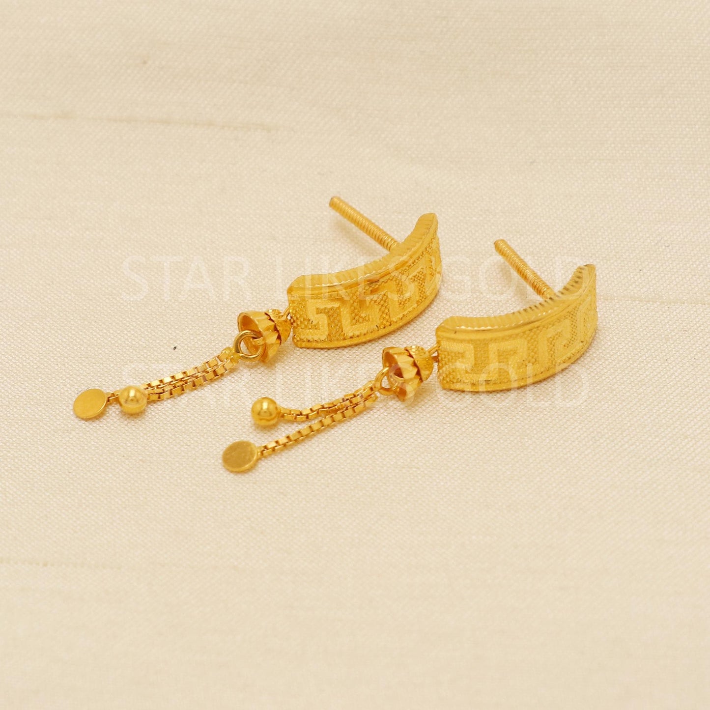 Stunning Greek Key 22k 22 karat Gold Earrings Jewelry, PR1841