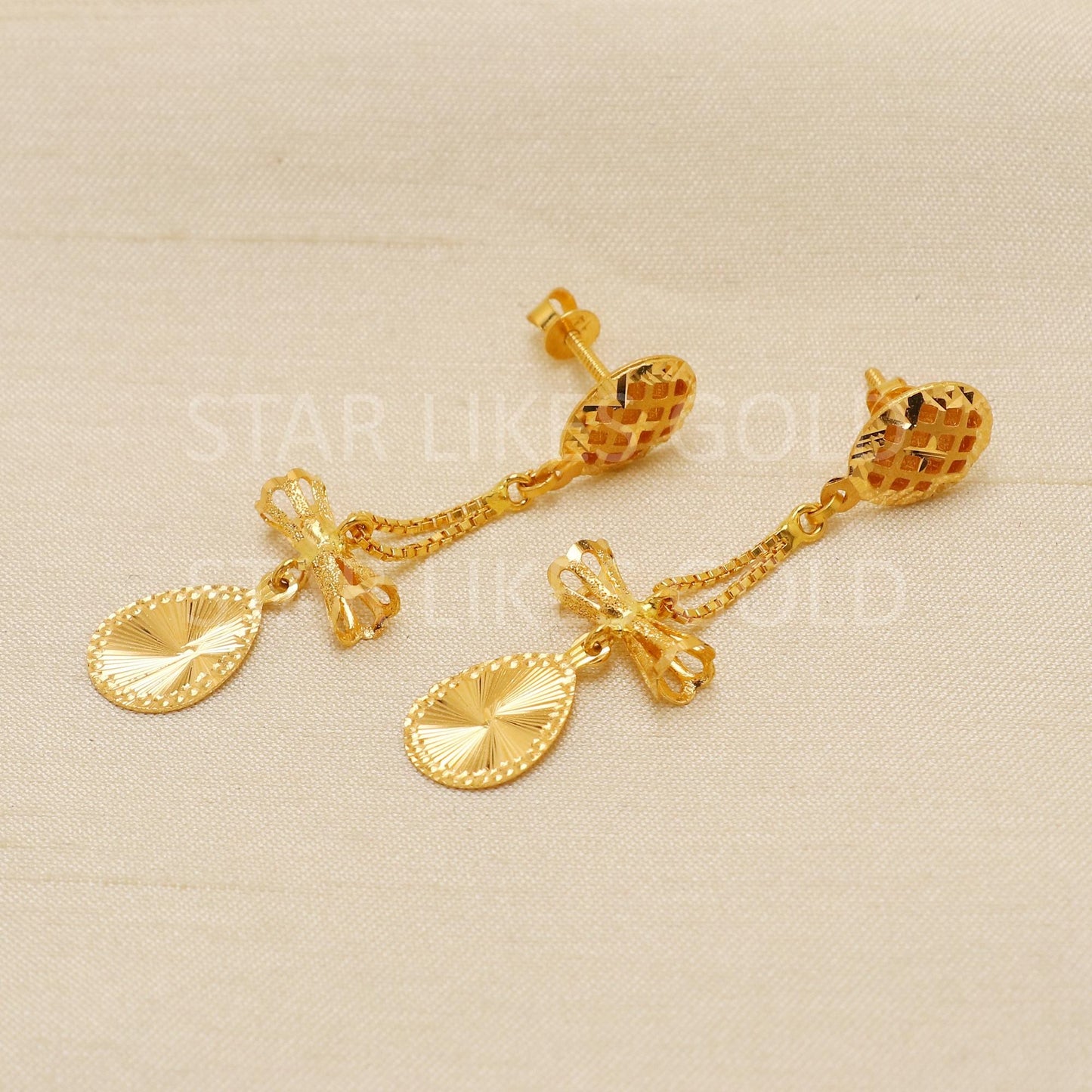 Stunning 22k 22 karat Gold Earrings hallmark Jewelry, PR1842