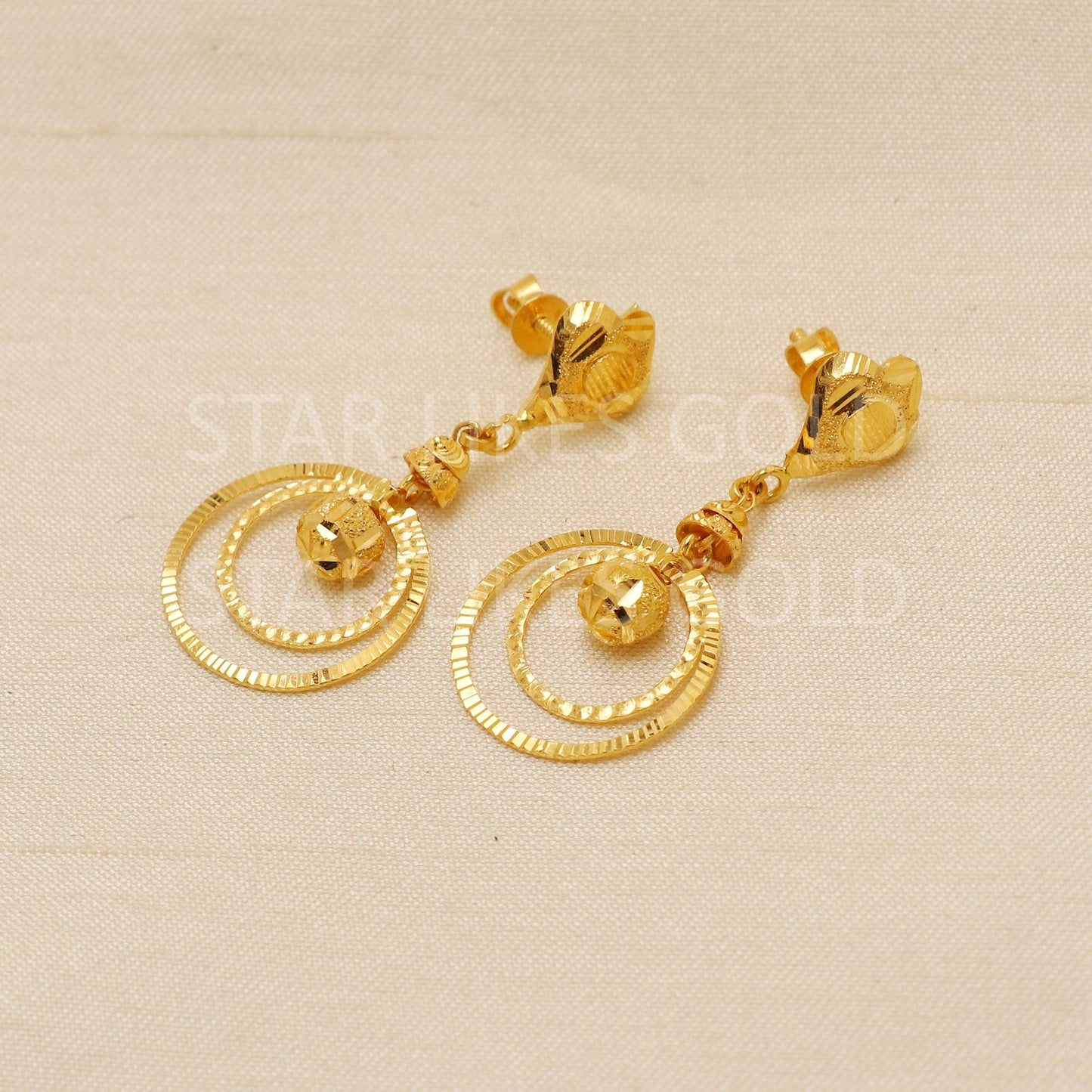 Stunning 22k 22 karat Gold Earrings hallmark Jewelry, PR1843