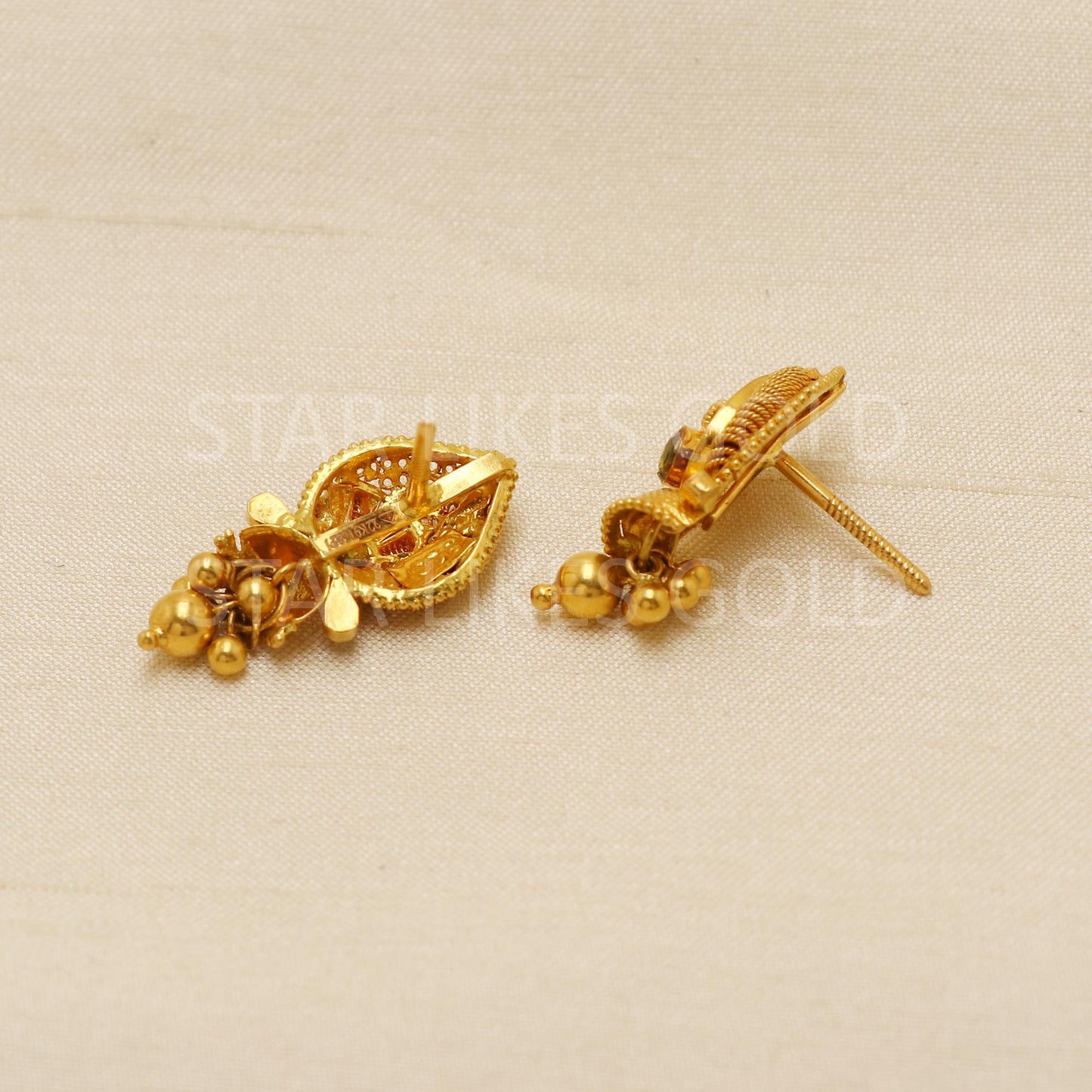Indian Style 22k 22 karat Gold Earrings hallmark Jewelry, PR1845