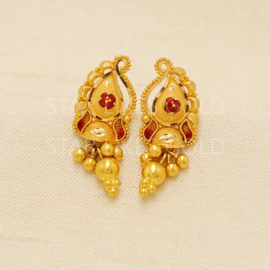 Indian Style 22k 22 karat Gold Earrings hallmark Jewelry, PR1846