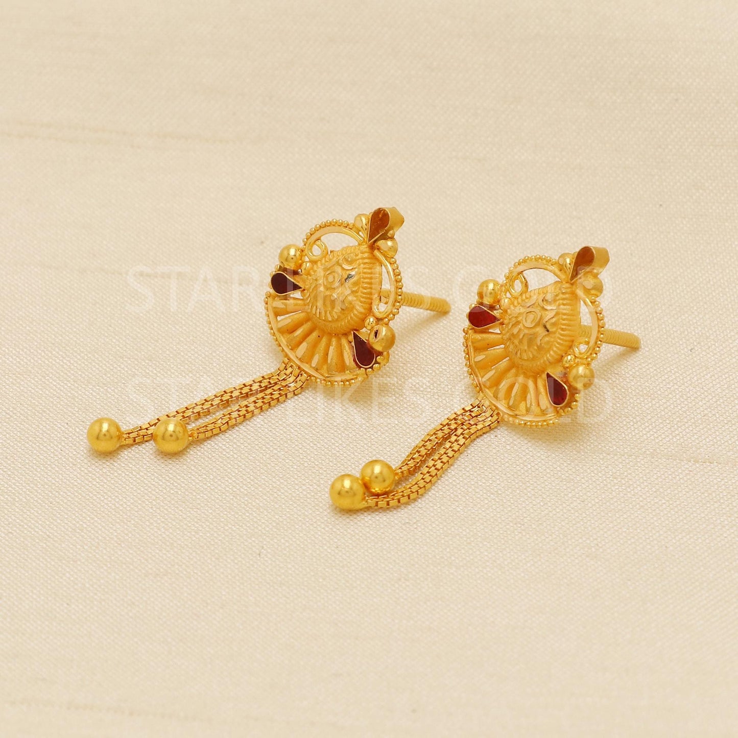 Indian Style 22k 22 karat Gold Earrings hallmark Jewelry, PR1847
