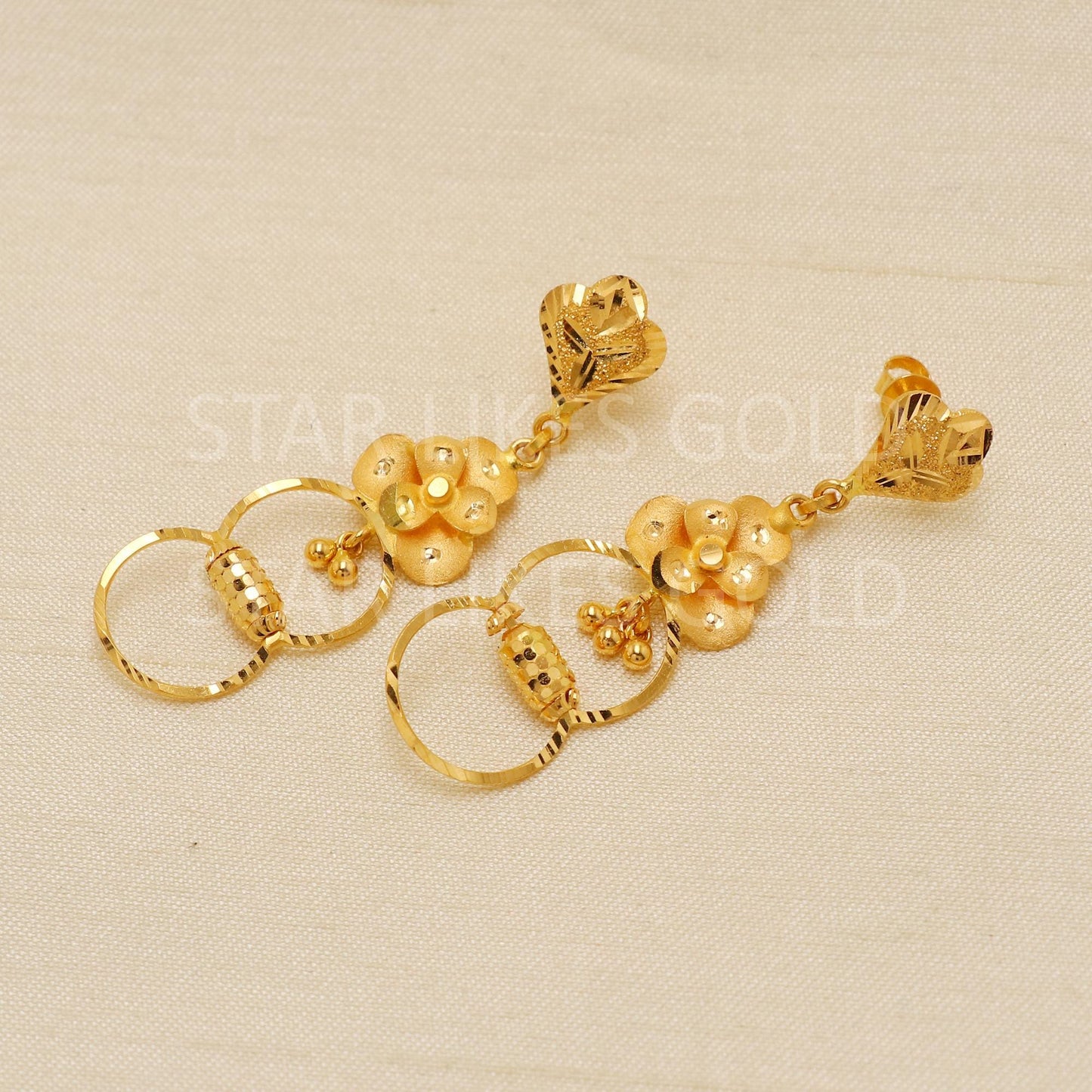 Stunning 22k 22 karat Gold Earrings hallmark Jewelry, PR1849