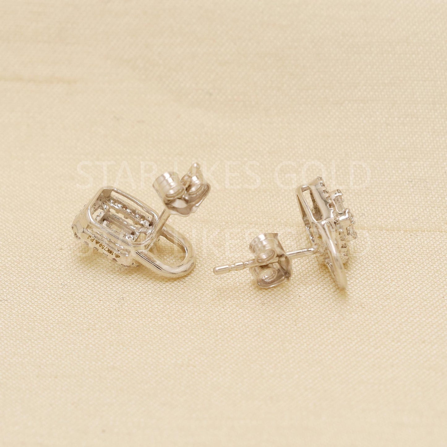 Lock Design White 18K Gold Stud Earrings | Daily Wear Fine Indian Jewelry Hallmark