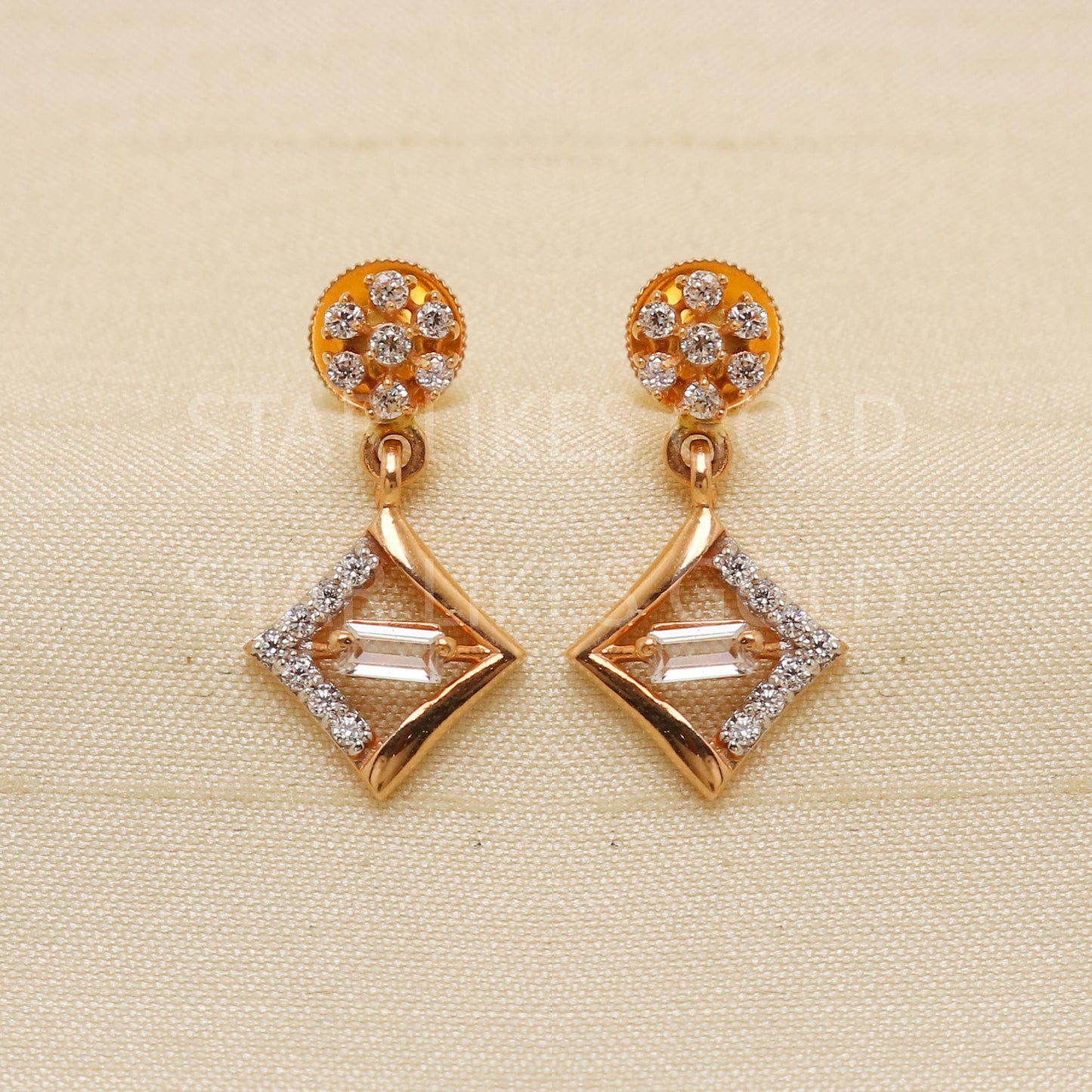 Rose Gold 18K Gold Stud Earrings | internal threaded backs, Daily Wear Fine Indian Jewelry Hallmark
