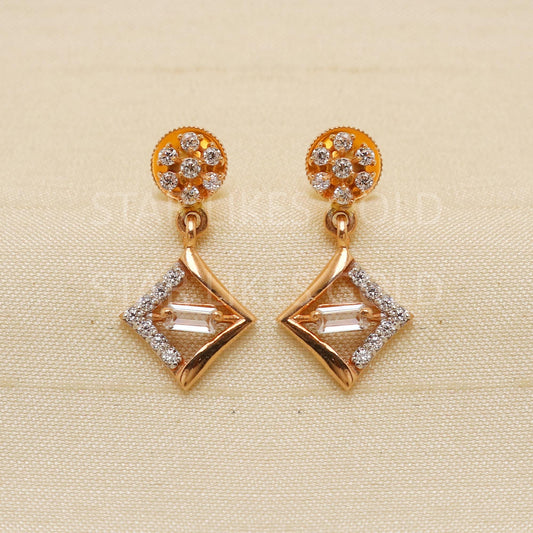 Rose Gold 18K Gold Stud Earrings | internal threaded backs, Daily Wear Fine Indian Jewelry Hallmark