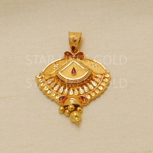Women 22k 916 Solid Yellow Gold Indian Pendant Jewelry, B1813