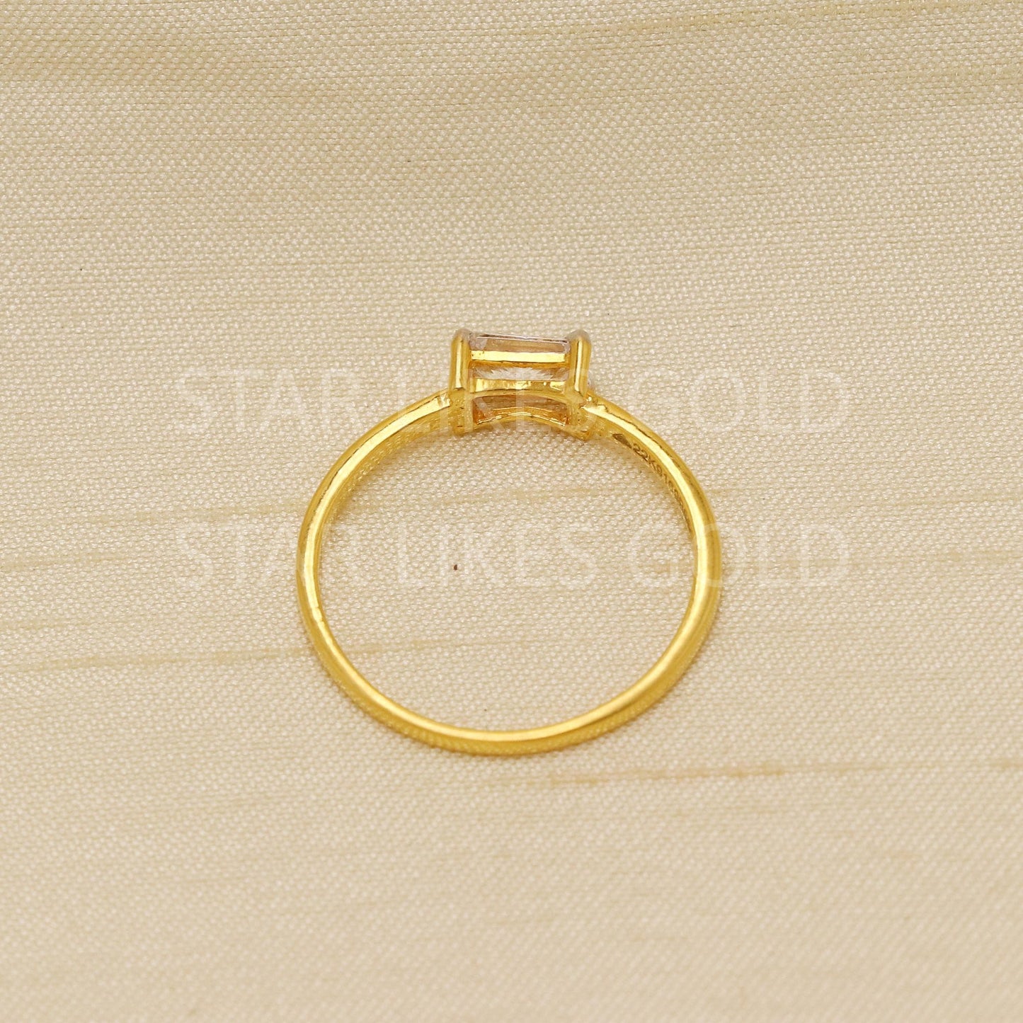 Single stone ring radiant cut zircon Solid 22 Karat 22k Gold Ring Jewelry Women Ring