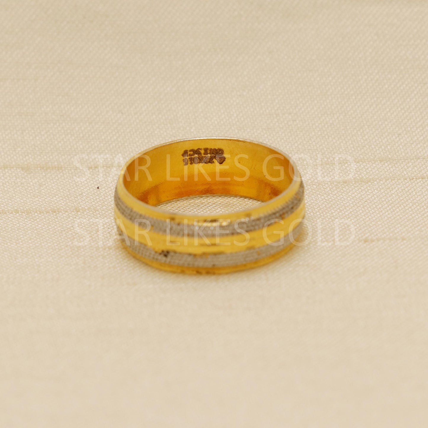 two tone 22 karat 22k Gold Indian Band Ring Handmade Jewelry, B1840