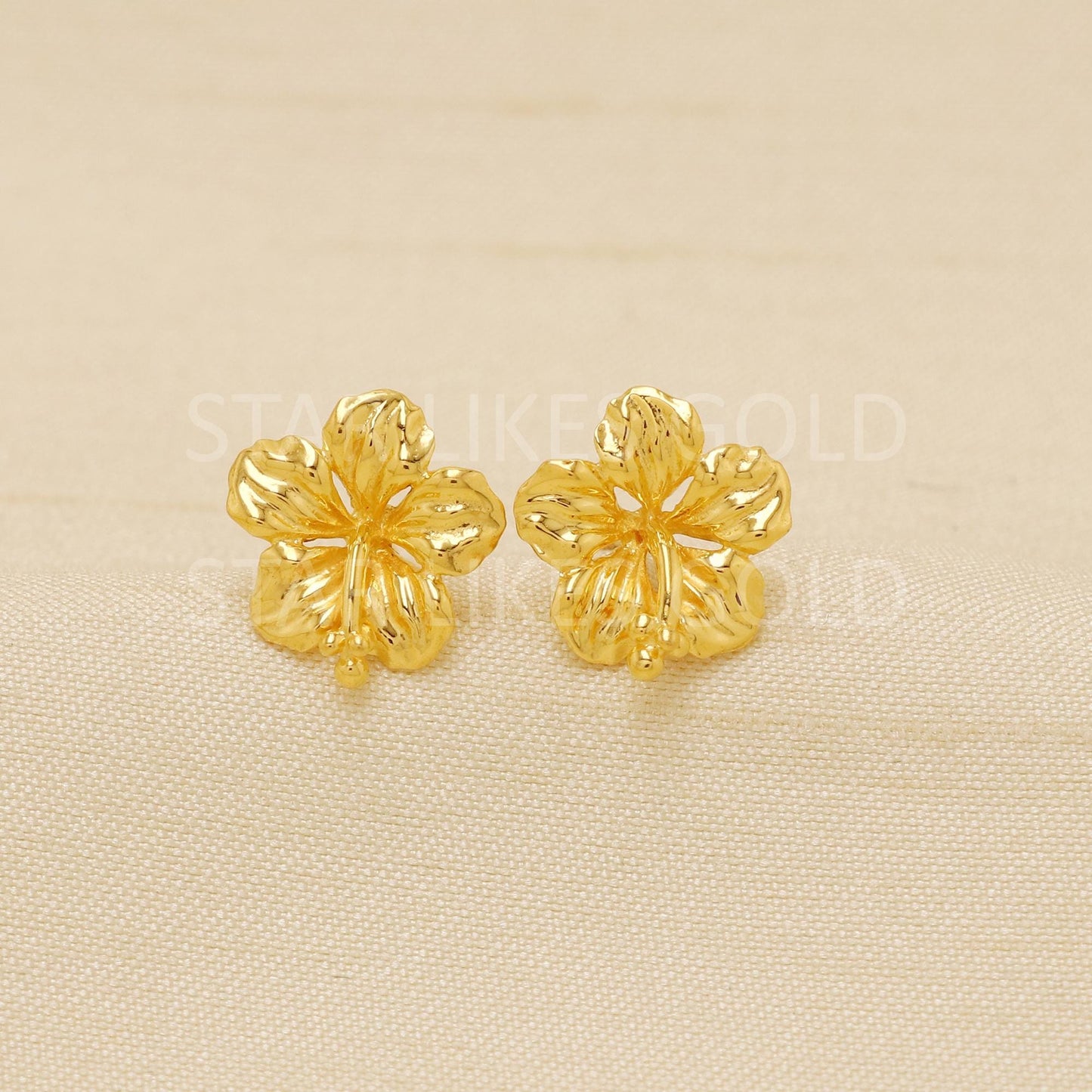 Flower 22k Gold EARRINGS Jewelry