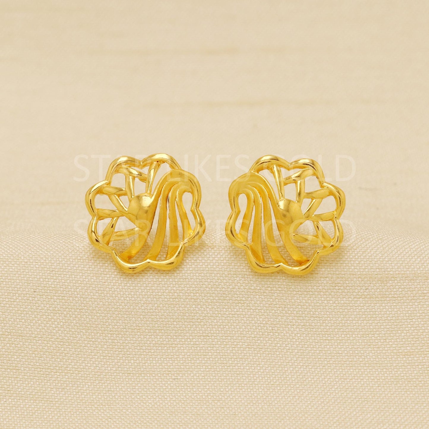 Fancy 22k Gold Handmade EARRINGS Jewelry