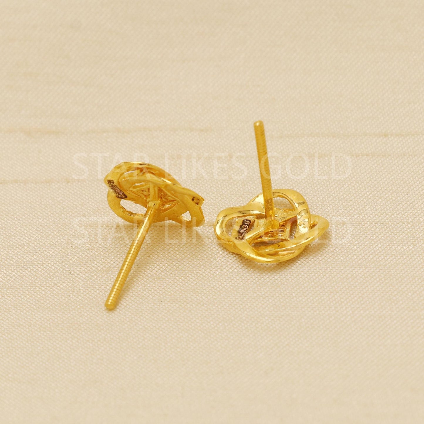 Zircon 22k Yellow Gold Handmade EARRINGS Jewelry