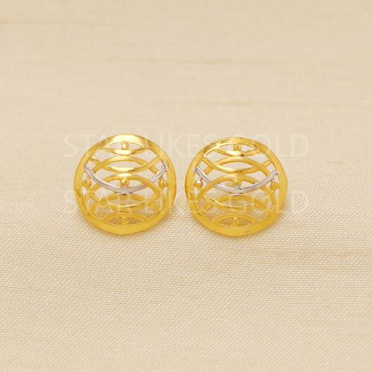 Two Tone 22k Gold Handmade Earrings Jewelry