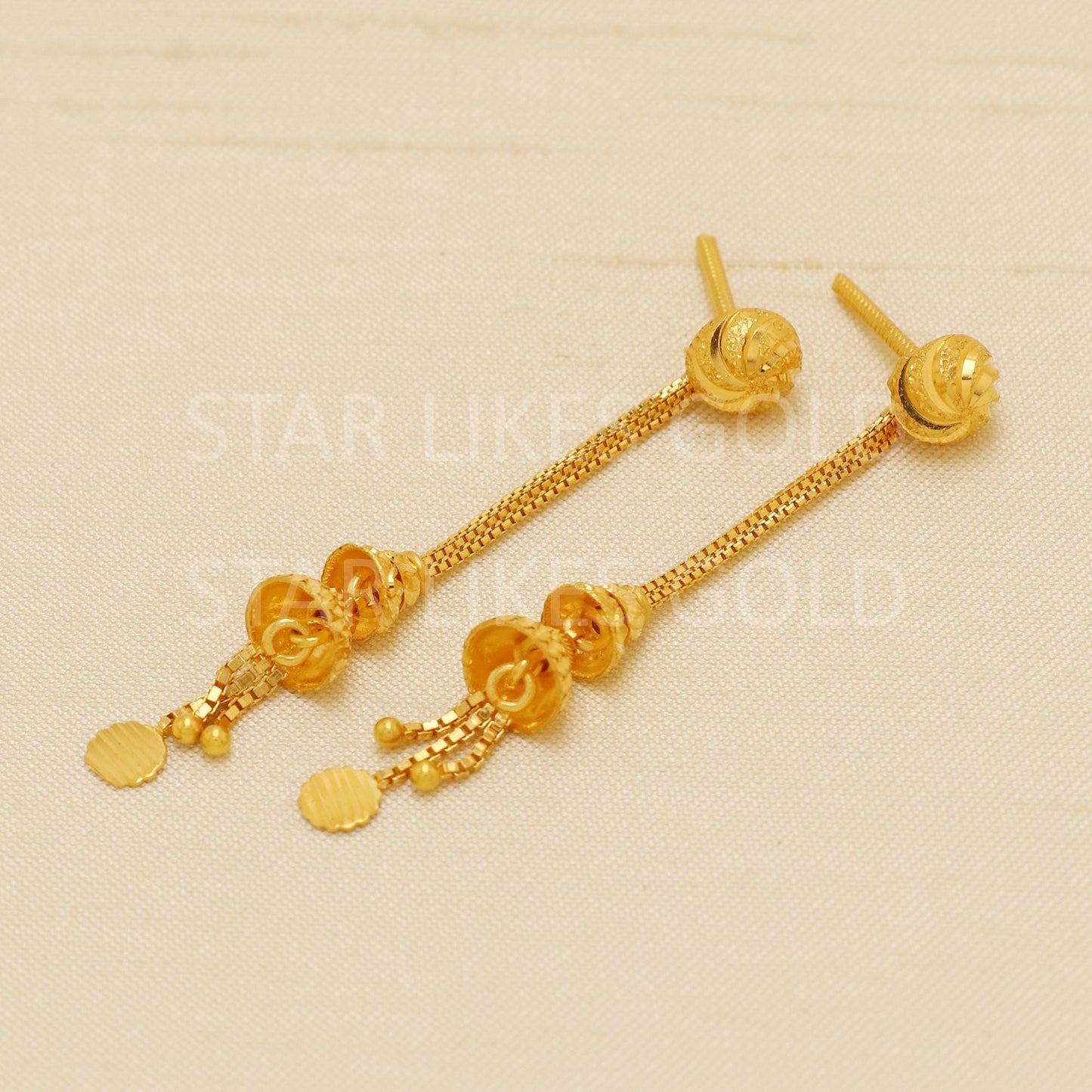 Modern Hallmark 22k Gold Tiered Jhumki Style Earrings for Bridal Wear, B1877