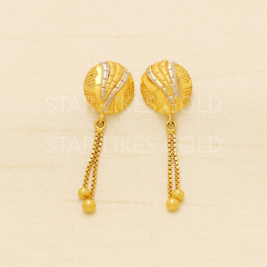 Two Tone 22 karat 22k gold Stud Designers Earrings jewelry, B1889