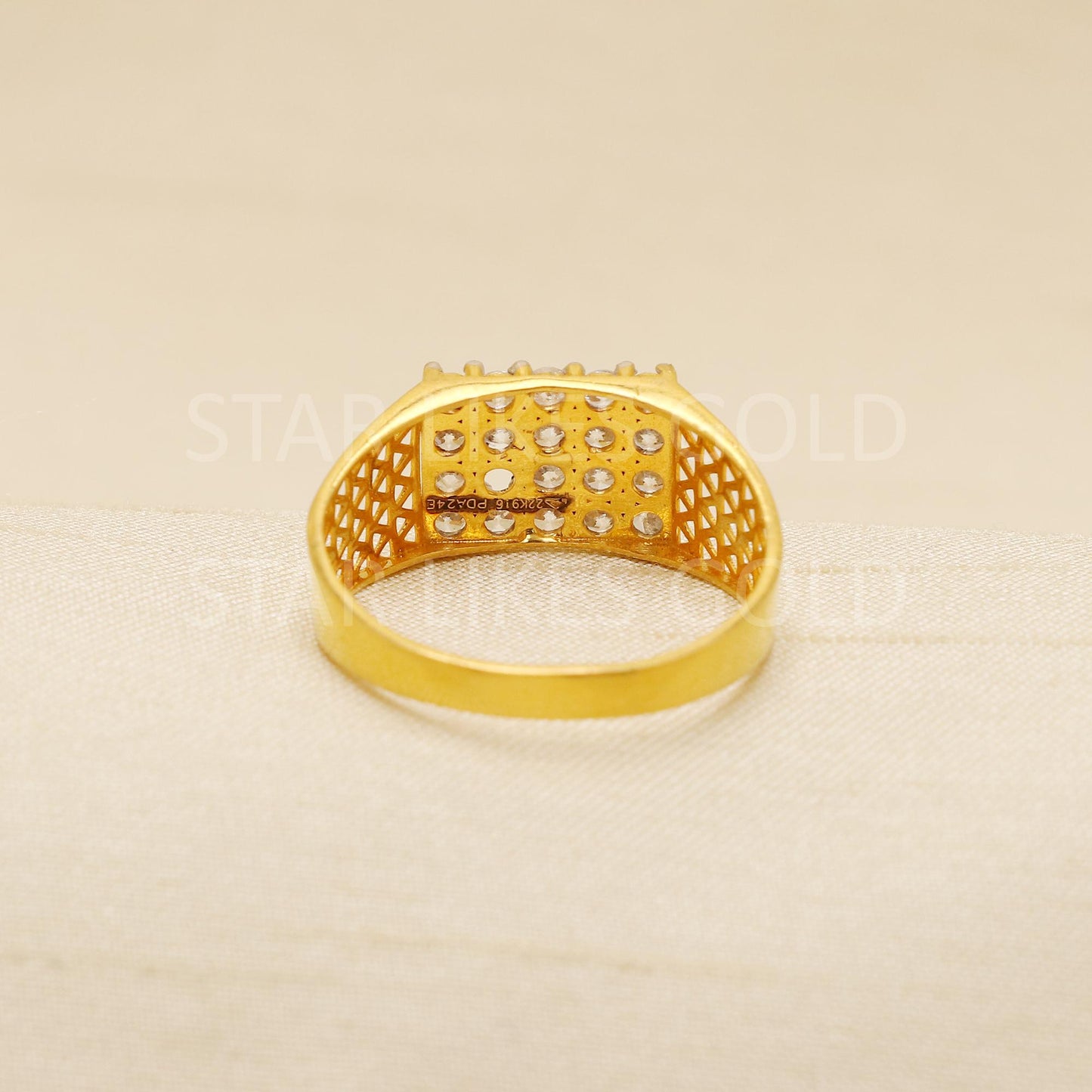 American Diamonds 22k Solid Gold Handmade Ring: Indian Jewelry, B1920