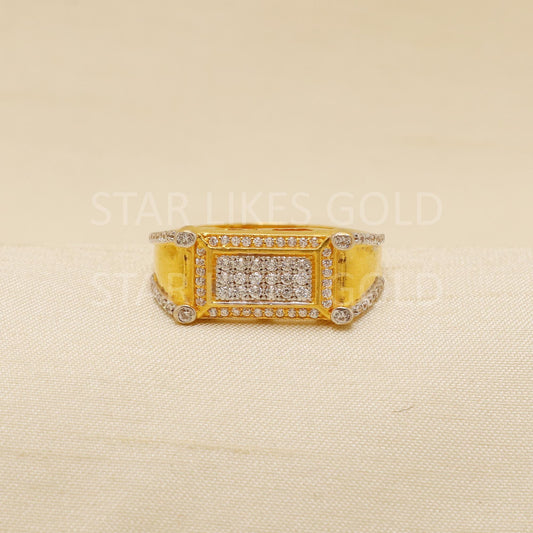 22K Solid Yellow Gold American Diamond Ring Genuine Hallmarked 916 Intricately Handcrafted US 9.25, B1932