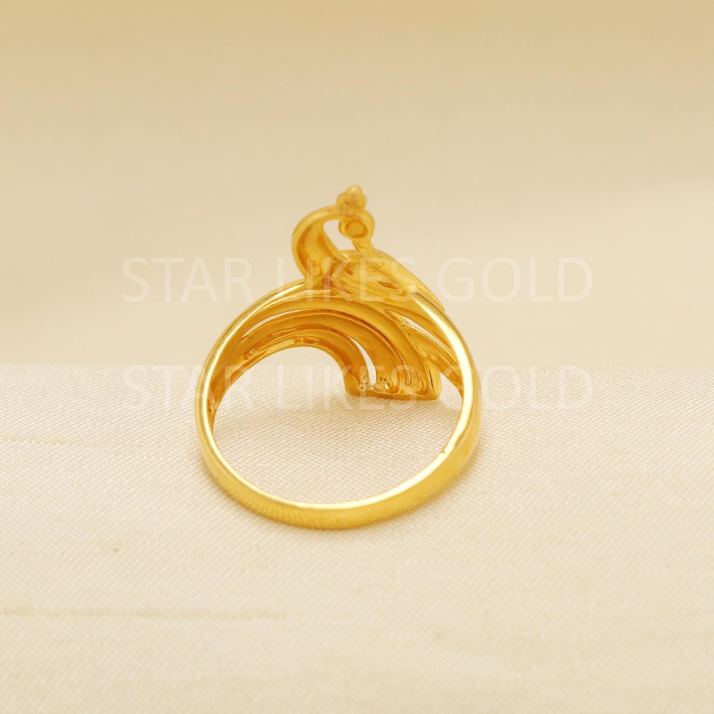 Handcrafted 22k Pure Gold handmade Rings - Two Tone Artisan Jewelry, 22k Jewelry, Peacock Gold Ring, Hallmarked, PR1882