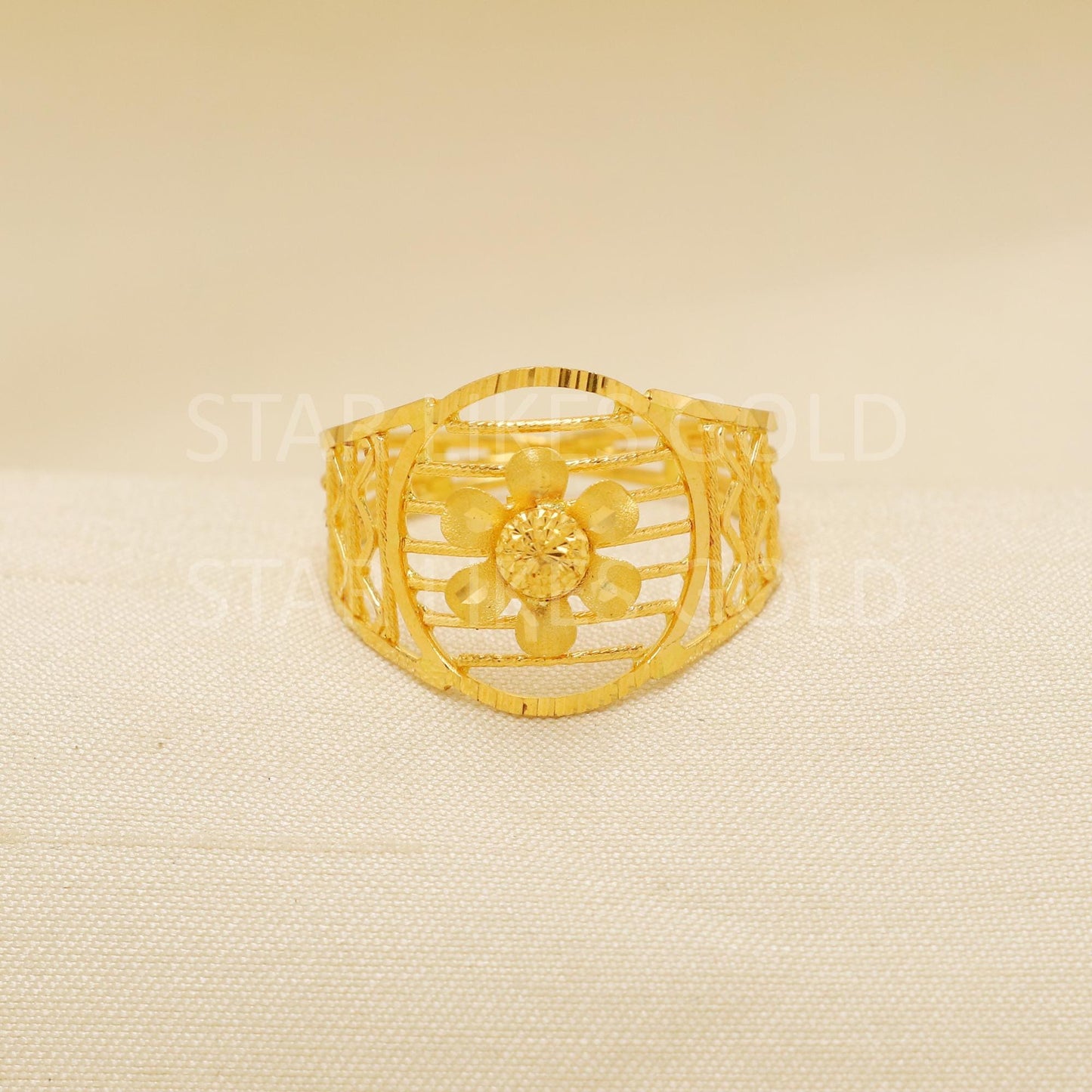 Handcrafted 22k Pure Gold handmade Rings - Artisan Jewelry, Flower 22k Jewelry, Designer Gold Ring, Hallmarked, PR1883