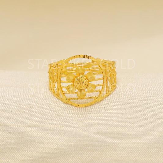 Handcrafted 22k Pure Gold handmade Rings - Artisan Jewelry, Flower 22k Jewelry, Designer Gold Ring, Hallmarked, PR1883