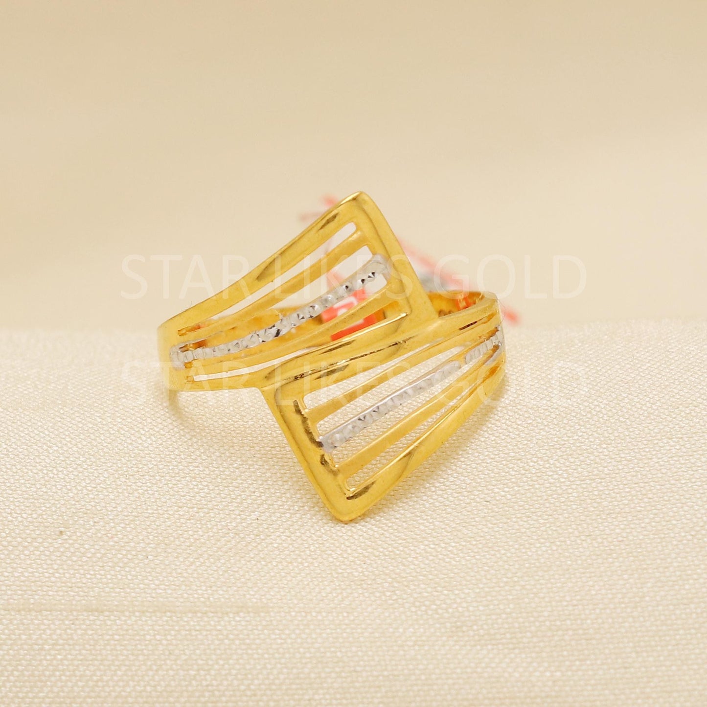 Two Tone - Handcrafted 22k Pure Gold handmade Rings - Artisan Jewelry, 22k Jewelry, Designer Gold Ring, Hallmarked, PR1891