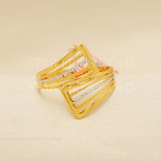 Two Tone - Handcrafted 22k Pure Gold handmade Rings - Artisan Jewelry, 22k Jewelry, Designer Gold Ring, Hallmarked, PR1891