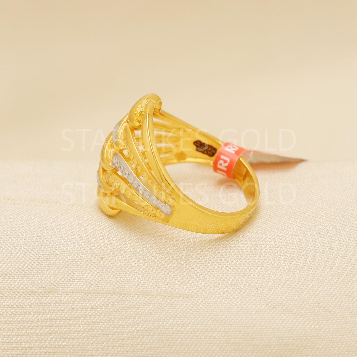 Handcrafted Two Tone 22k Pure Gold handmade Rings - Artisan Jewelry, 22k Jewelry, Designer Gold Ring, Hallmarked, PR1893
