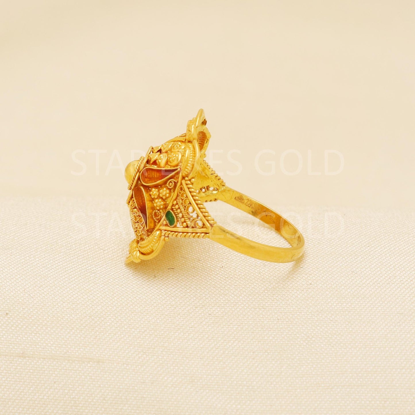 Handcrafted 22k Pure Gold handmade Rings - Artisan Jewelry, 22k Jewelry, Designer Gold Ring, Hallmarked, PR1944