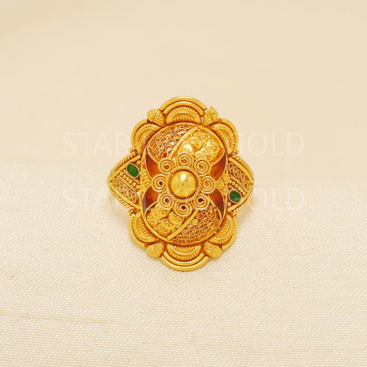 Handcrafted 22k Pure Gold handmade Rings - Artisan Jewelry, 22k Jewelry, Designer Gold Ring, Hallmarked, PR1944